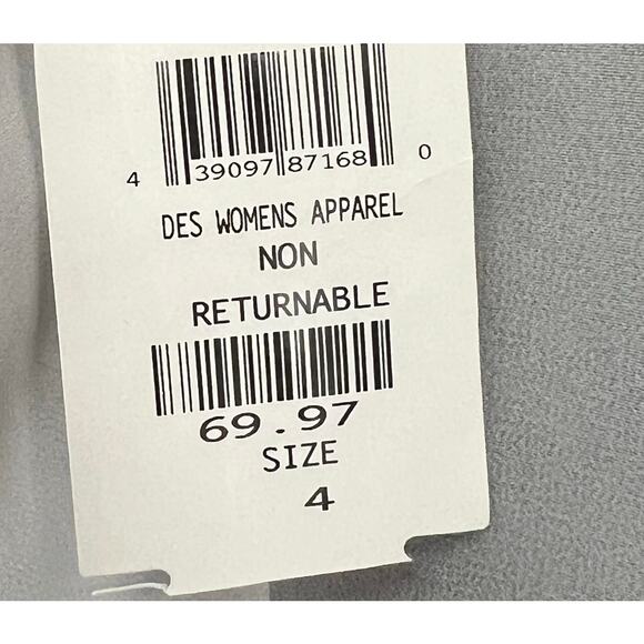 AllSaints Charlton Top Womens 4 Gray Sheer Mesh Geometric Embroidery Modern - Picture 11 of 13